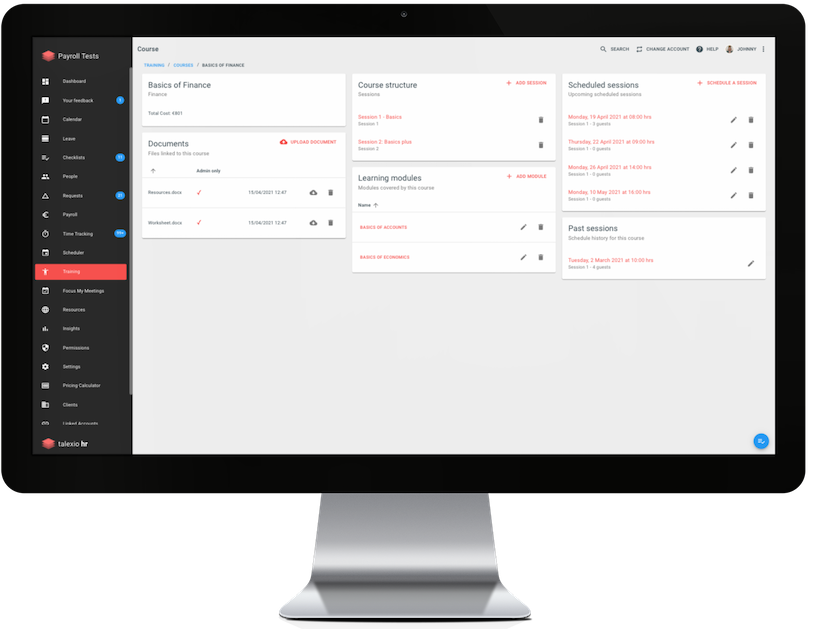 Training Management Desktop Dashboard Training Management Talexio Dashboard